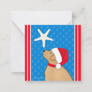 Tarjeta Pequeña Conjunto de regalos de Santa Perro Navidad Estrell