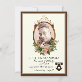 Tarjeta Pequeña Conmemoración de la Canonización de Saint Titus Br