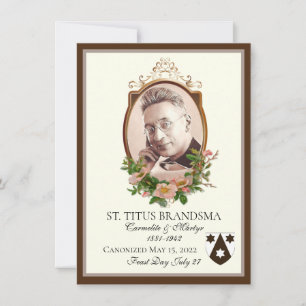 Tarjeta Pequeña Conmemoración de la Canonización de Saint Titus Br