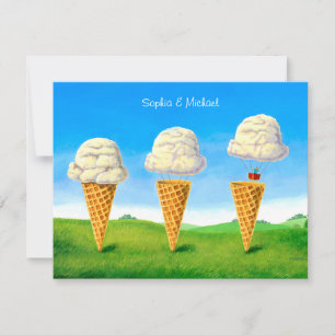 Tarjeta Pequeña Cono de helado, globo de aire caliente, capricho, 
