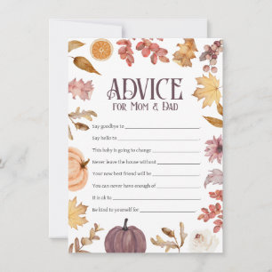 Tarjeta Pequeña Consejo de Baby Shower para mamá y papá