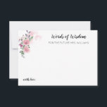 Tarjeta Pequeña Consejo nupcial de la ducha de la acuarela color<br><div class="desc">Tarjeta de nota color de rosa floral rosada elegante personalizada de la acuarela</div>