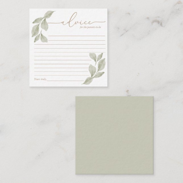 Tarjeta Pequeña Consejos Baby Shower sobre la acuarela del presupu (Anverso / Reverso)