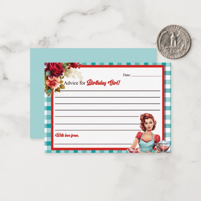 Tarjeta Pequeña Consejos clásicos de cumpleaños azul para la tarje (Anverso/Reverso In Situ)