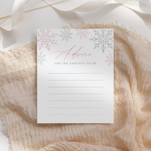 Tarjeta Pequeña Consejos de Baby Shower para Chica rosado de copo
