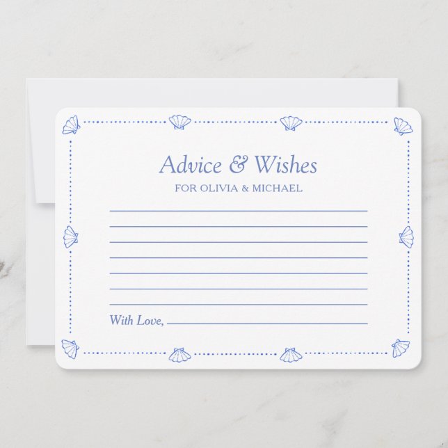 Tarjeta Pequeña Consejos para Despedida de Soltera Seashells & Wed (Anverso)