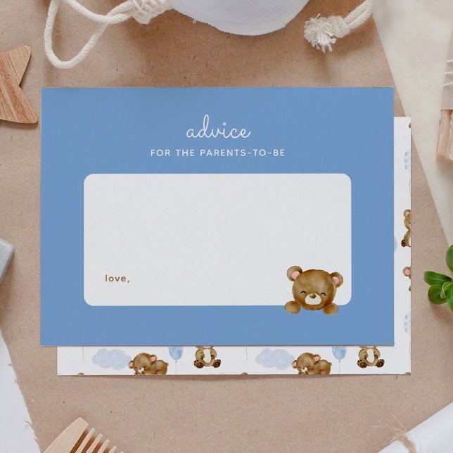 Tarjeta Pequeña Consejos para padres de Teddy Bear Baby Shower (Subido por el creador)