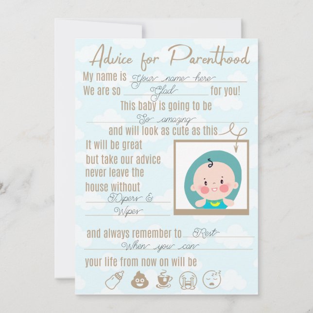 Tarjeta Pequeña Consejos sobre la ducha para bebés (Reverso)