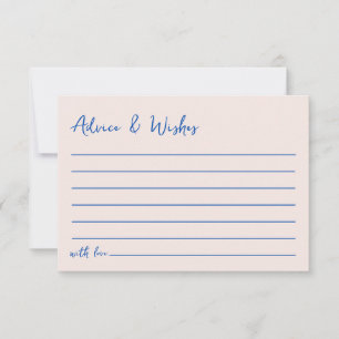 Tarjeta Pequeña Consejos y Deseos Azul Bridal Shower Dibujado a Ma