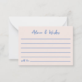 Tarjeta Pequeña Consejos y deseos de duchas nupciales con la mano 