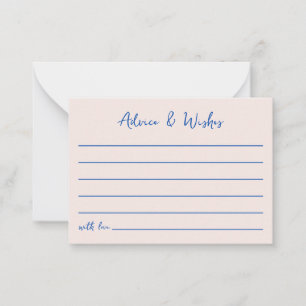 Tarjeta Pequeña Consejos y deseos de duchas nupciales con la mano