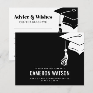 Tarjeta Pequeña Consejos y deseos de graduación de sombrero y borl