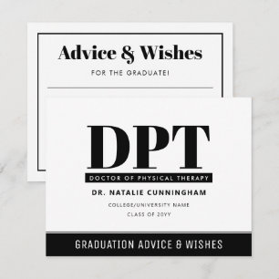 Tarjeta Pequeña Consejos y deseos de graduación DPT modernos y per