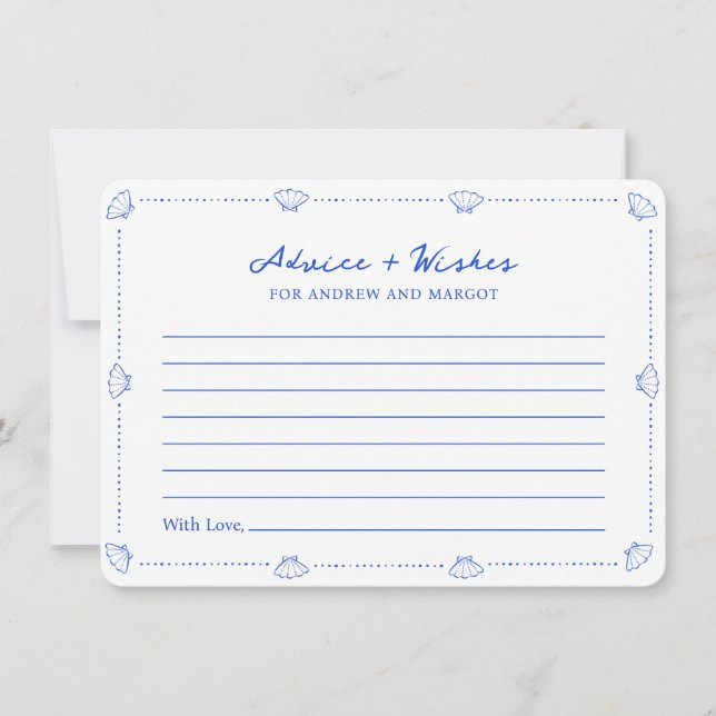 Tarjeta Pequeña Consejos y deseos de los Bodas costeros de las mar (Anverso)