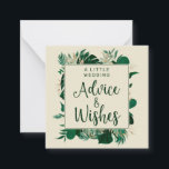 Tarjeta Pequeña Consejos y deseos del Boda de leafy de follaje tro<br><div class="desc">Foliage Tropical Trendy Greenery and Gold Leaves Moderno Personalizado de Marco Consejos y Deseos Mini Tarjetas de Nota - con borde de hoja tropical, tipografía de marcador de pincel y su texto Personalizado. Dáselos a los bodas para que los rellenen como pasteles para la novia y el novio... en una...</div>