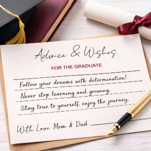 Tarjeta Pequeña Consejos y deseos para la fiesta de graduación del