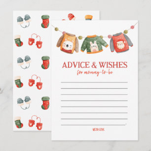Tarjeta Pequeña Consejos y deseos para mami, Navidades Baby Shower