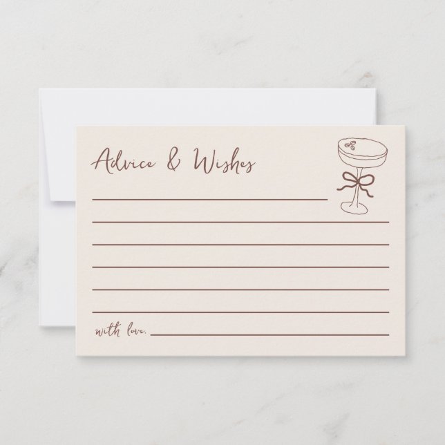 Tarjeta Pequeña Consejos Y Deseos Para Novia Espresso Martini (Anverso)