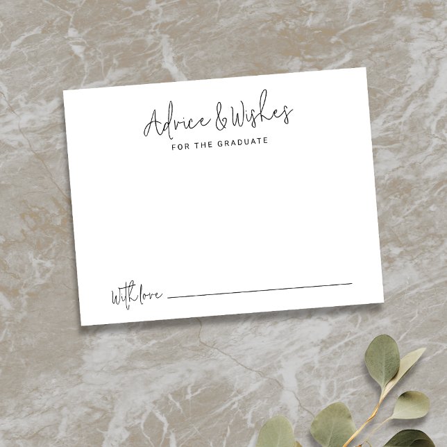 Tarjeta Pequeña Consejos y deseos sencillos y modernos para gradua (Simple Modern Script Graduate advice & wishes Note Card)