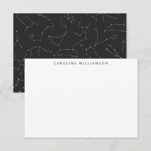 Tarjeta Pequeña Constelación de Boho Stars Black Gold Personalizad