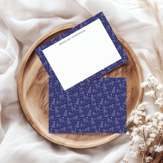 Tarjeta Pequeña Constelaciones De Perro Brillantes Monograma Azul  (Subido por el creador)