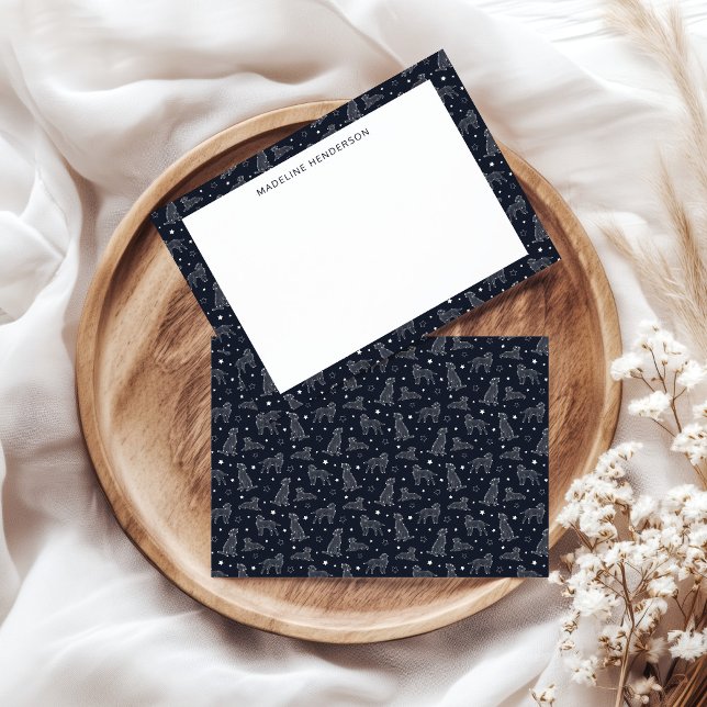 Tarjeta Pequeña Constelaciones de perros singulares Monograma negr (Subido por el creador)