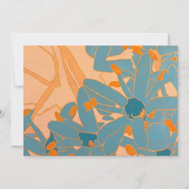 Tarjeta Pequeña Contemporary Leaf Design Peach (Anverso)