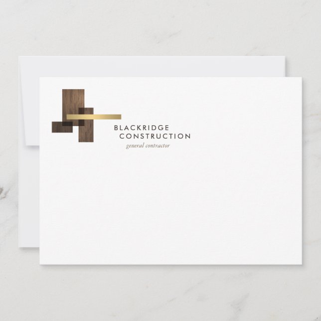 Tarjeta Pequeña Contractor Construction Business Logo Notecard (Anverso)