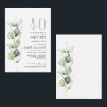 Tarjeta Pequeña Convocatoria a Fiesta de Cumpleaños 40 del Presupu<br><div class="desc">Podría ser un fiesta sorprendente u otro decenio especial logrado. Esta invitación a la fiesta de cumpleaños número 40 con diseño de vegetación eucaliptos y tipografía popular moderna se puede editar fácilmente para adaptarse a cualquier celebración de cumpleaños o aniversario. Puede cambiar la redacción, los detalles de cumpleaños y el...</div>