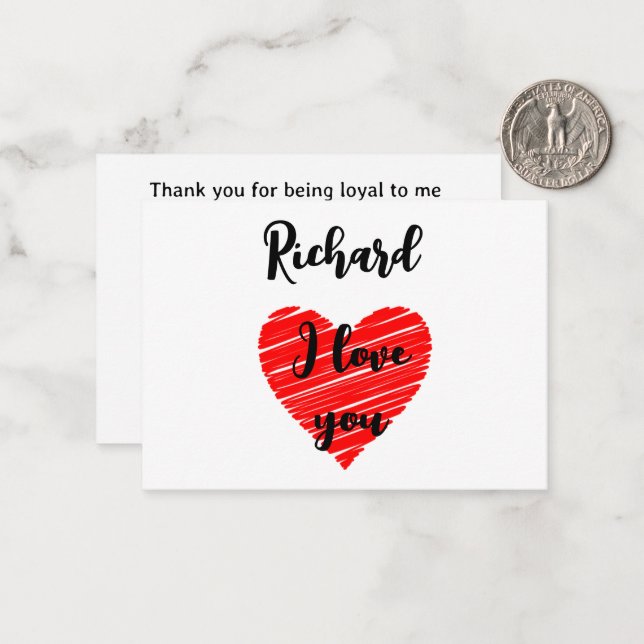 Tarjeta Pequeña Cool red heart I love you for boyfriend (Anverso/Reverso In Situ)