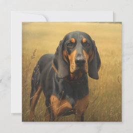 Tarjeta Pequeña Coonhound negro y fuego