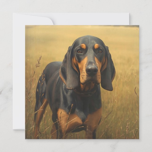Tarjeta Pequeña Coonhound negro y fuego (Anverso)