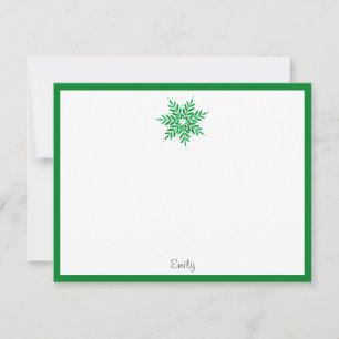 Tarjeta Pequeña Copia de copo de nieve en acuarela esmeralda