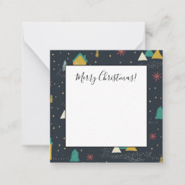 Tarjeta Pequeña Copo de Nieve Nocturno que Cae sobre Casitas