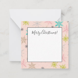 Tarjeta Pequeña Copo de nieve rosa turquesa verde lima gris