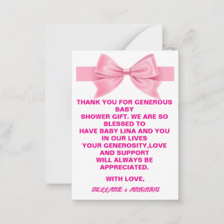 Tarjeta Pequeña Coqueta rosa suave, niña, ducha gracias