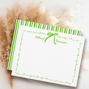 Tarjeta Pequeña Coqueta Verde Preppy Doodle Lazo Chica Adolescente