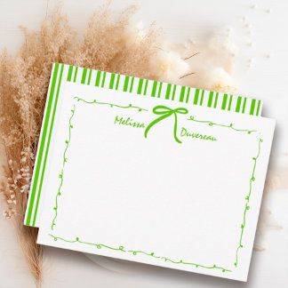 Tarjeta Pequeña Coqueta Verde Preppy Doodle Lazo Chica Adolescente