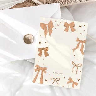 Tarjeta Pequeña Coquette Beige Bow Ribbon