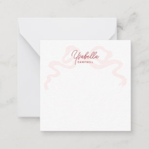 Tarjeta Pequeña Coquette Bow Calligraphy Girly Pink