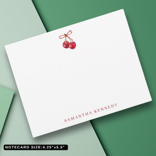 Tarjeta Pequeña Coquette Bow Y Cherries Personalizadas