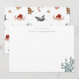 Tarjeta Pequeña Coral costero verde costero moderno personalizado