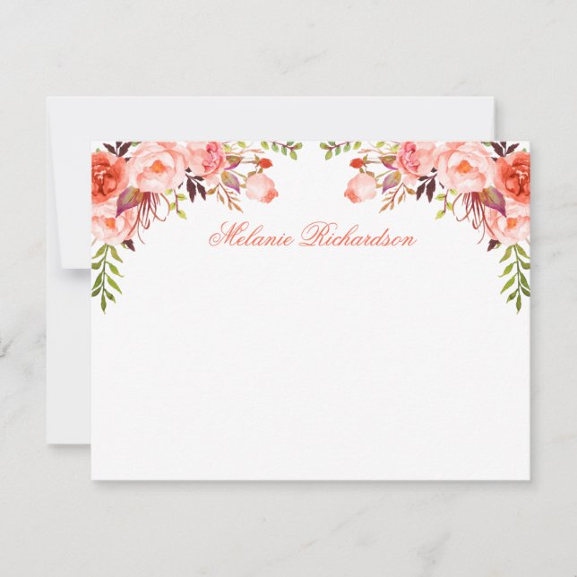 Tarjeta Pequeña Coral floral acuático personalizado (Anverso)
