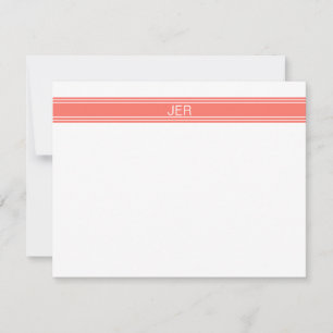 Tarjeta Pequeña Coral Popular Personalizado Monograma Nombre Inici