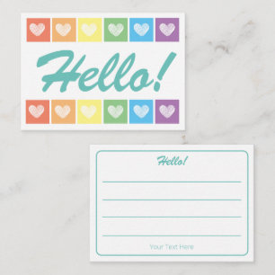 Tarjeta Pequeña Corazón arcoiris lindo Hola Lindo Mini