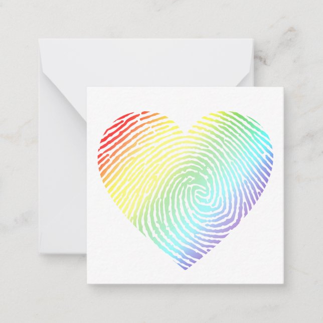 Tarjeta Pequeña Corazón arcoiris modelado corazón (Anverso)