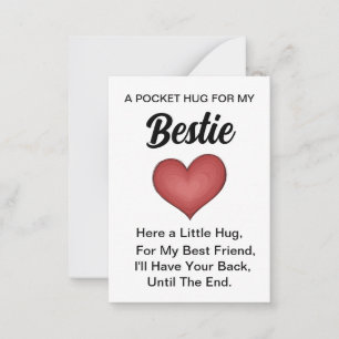 Tarjeta Pequeña Corazón Bestie Pocket Hug Token, Pensando En Usted