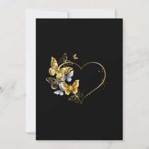 Tarjeta Pequeña Corazón con mariposas doradas