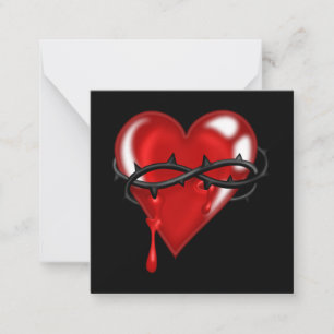 Tarjeta Pequeña Corazón de alambre de púas sangrante