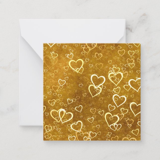 Tarjeta Pequeña Corazón de Amor en Forma Dorada (Anverso)